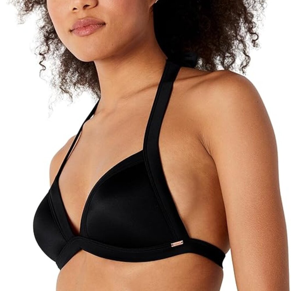 NWOT PINK Victoria's Secret Push Up Halter Bikini Top in Black, XXL